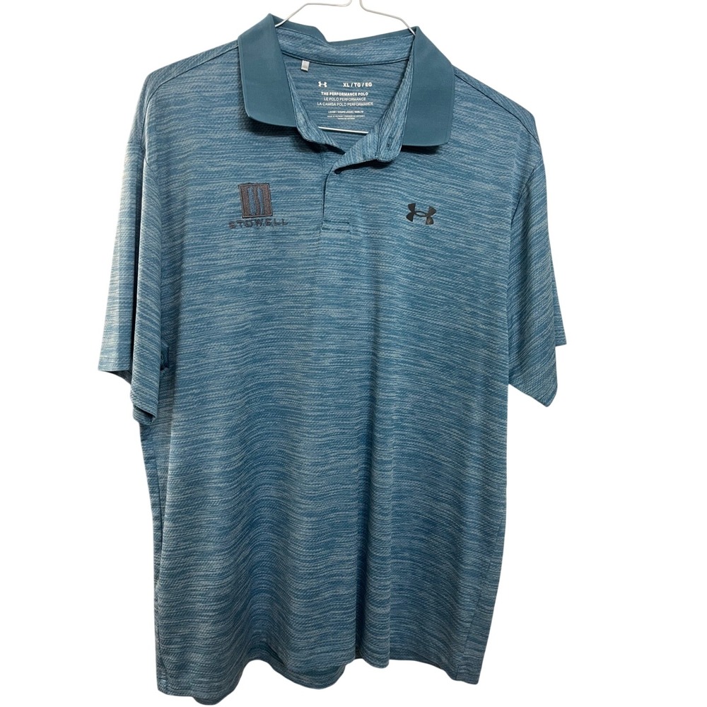 Under Armour Mens XL TG EG Performance Polo Shirt Blue‎ Stowell Logo Golf
